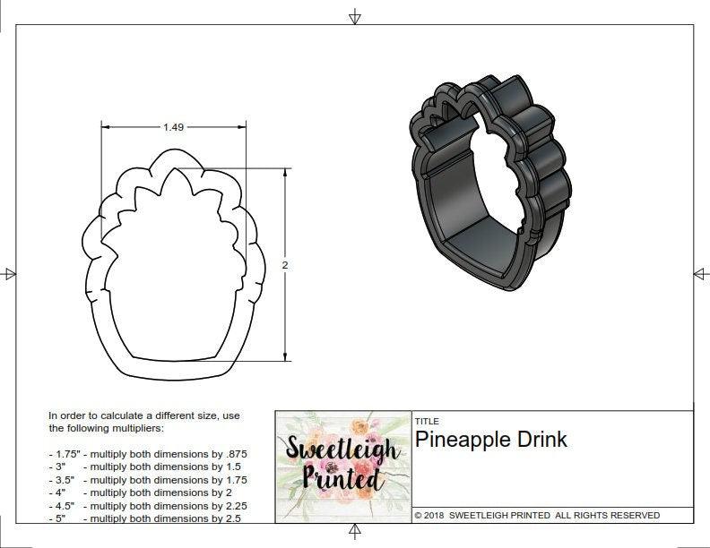 Pineapple Drink Cookie Cutter - Sweetleigh 