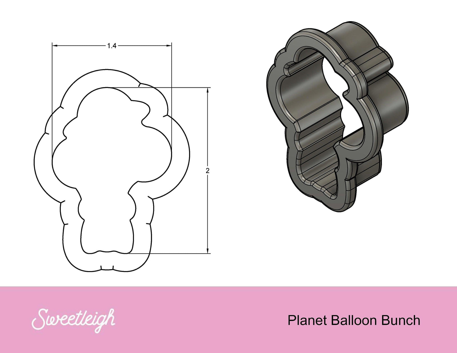 Planet Balloon Bunch Cookie Cutter - Sweetleigh 