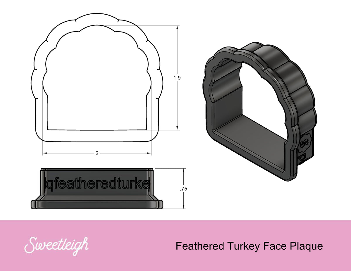 Feathered Turkey Face Plaque Cookie Cutter