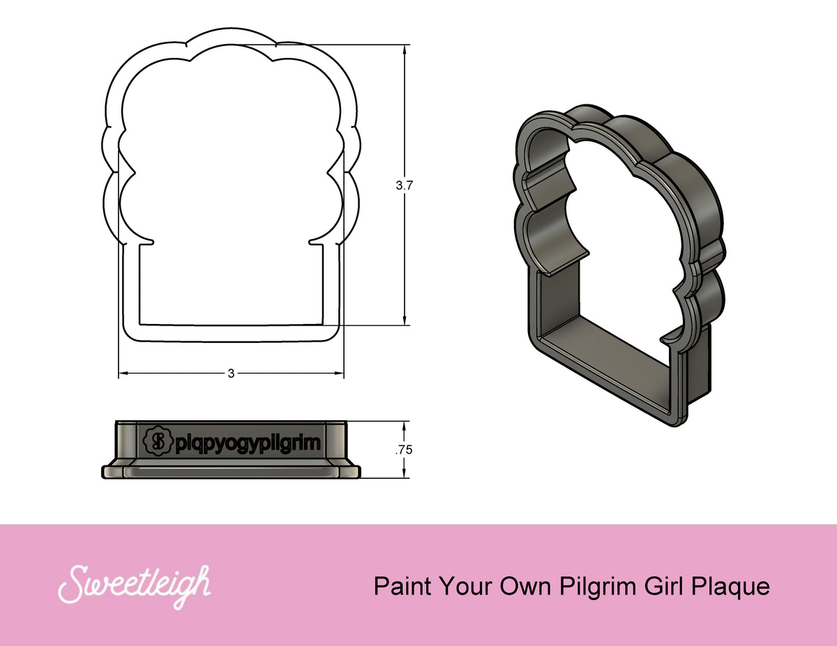Paint Your Own Girly Pilgrim Plaque Cookie Cutter