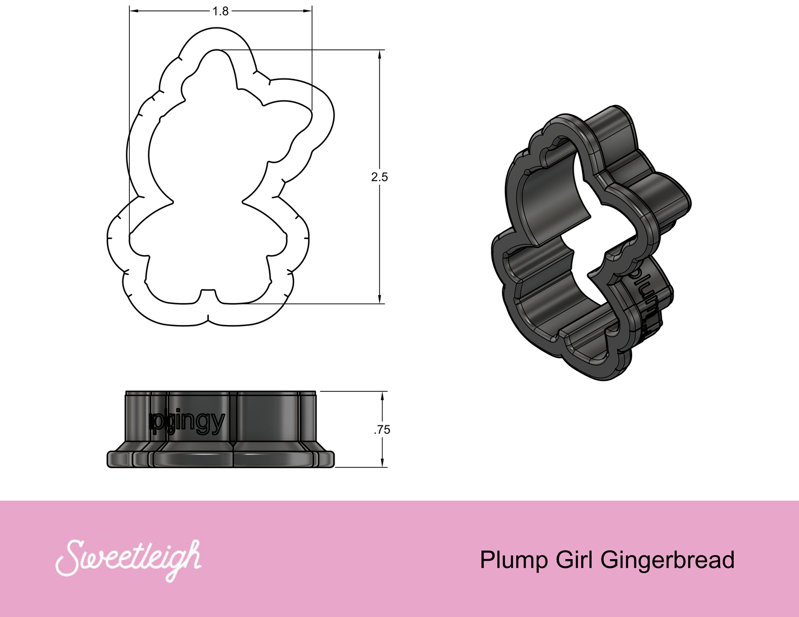 Plump Girl Gingerbread Cookie Cutter - Sweetleigh 