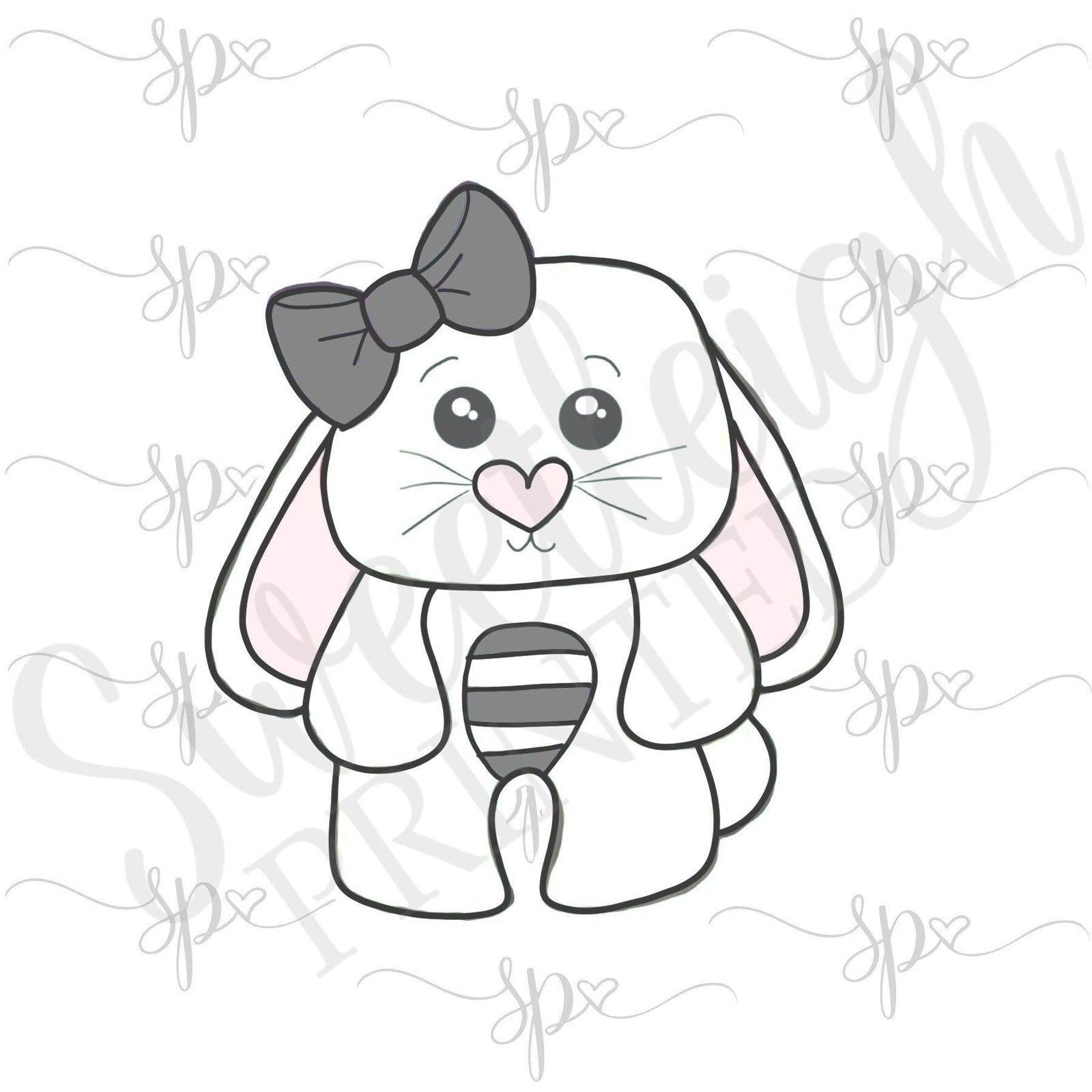 Plush Bunny with Bow Cookie Cutter - Sweetleigh 