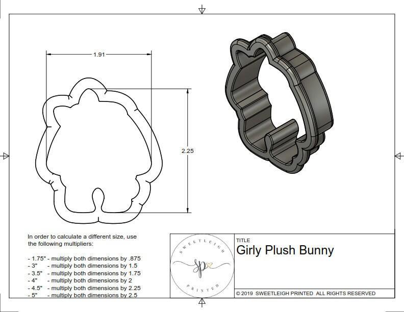Plush Bunny with Bow Cookie Cutter - Sweetleigh 