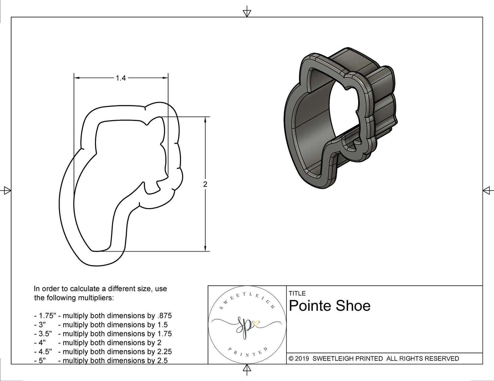 Pointe Shoe Cookie Cutter - Sweetleigh 