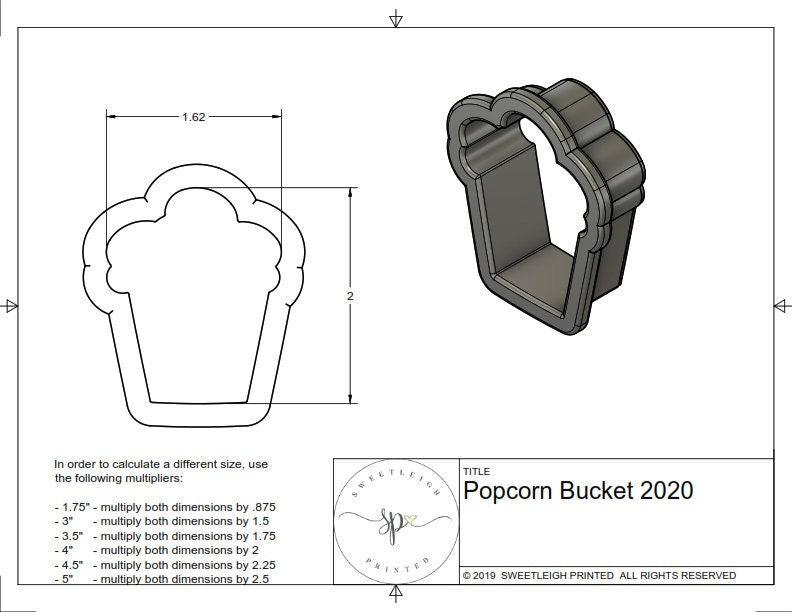 Popcorn Bucket 2020 Cookie Cutter - Sweetleigh 