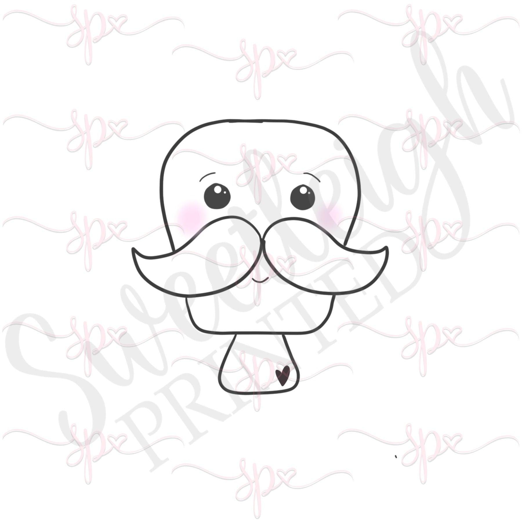 Popsicle with Mustache Cookie Cutter - Sweetleigh 