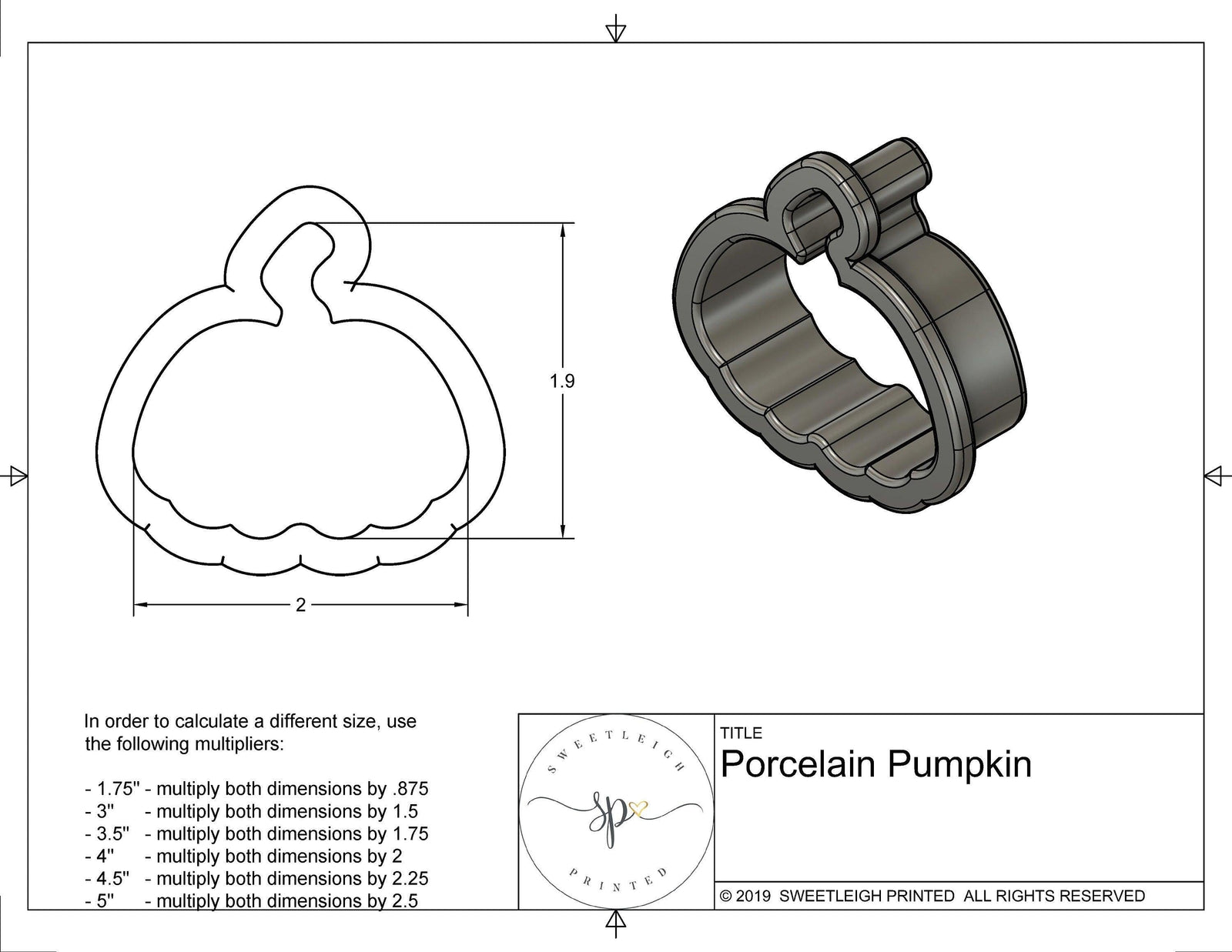 Porcelain Pumpkin Cookie Cutter - Sweetleigh 