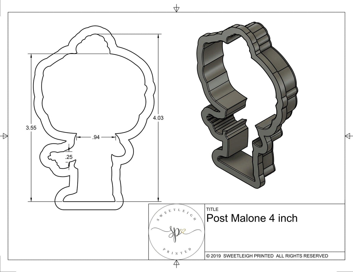 Post Malone Cookie Cutter - Sweetleigh 