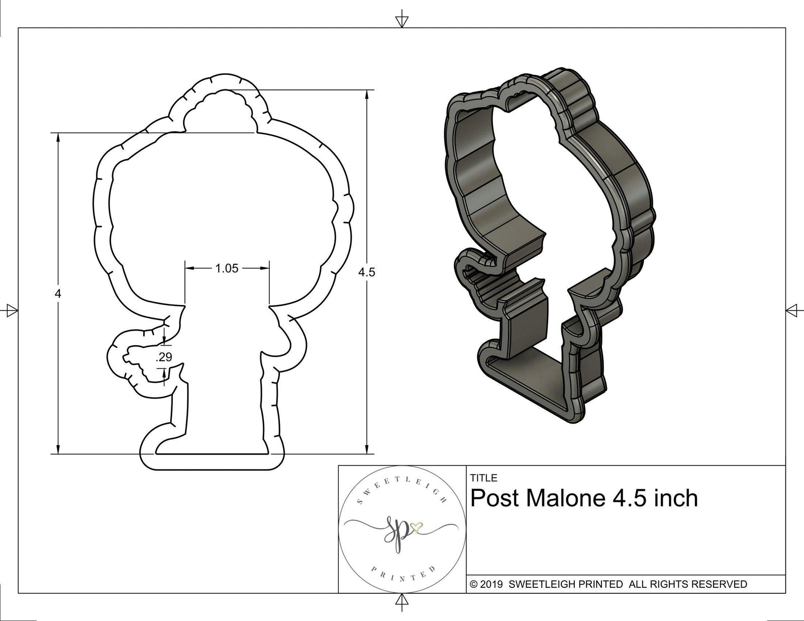 Post Malone Cookie Cutter - Sweetleigh 