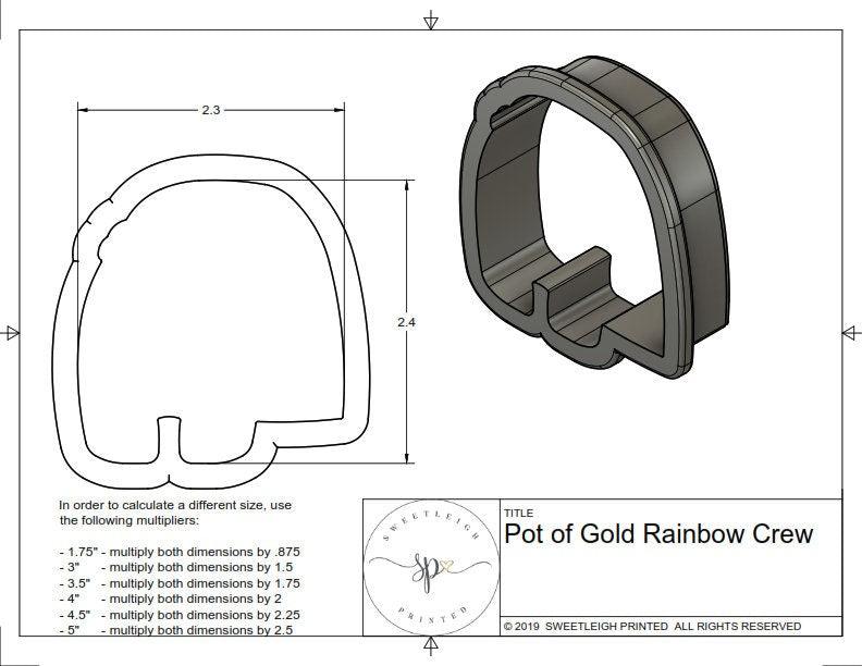 Pot of Gold Rainbow Crew Cookie Cutter - Sweetleigh 