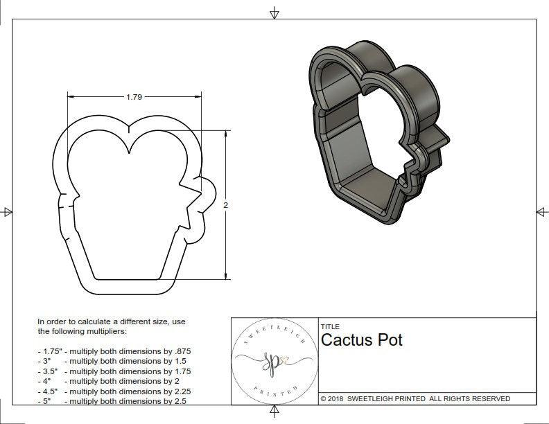 Potted Heart Cactus Cookie Cutter - Sweetleigh 