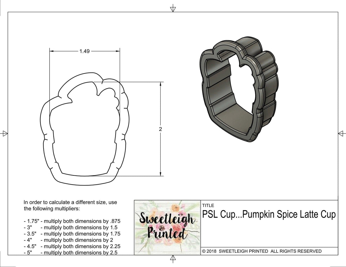 PSL Cup Cookie Cutter - Sweetleigh 