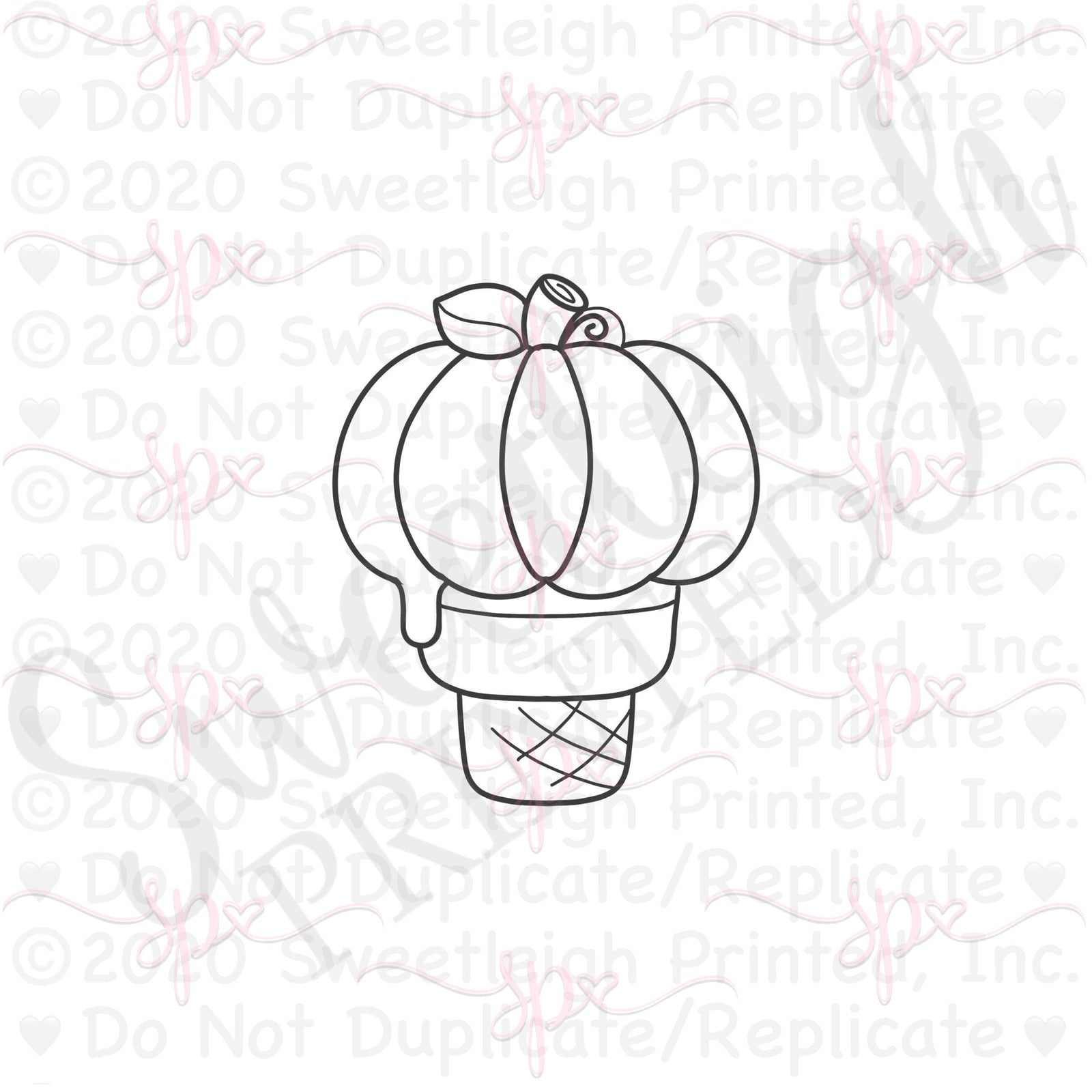 Pumpkin Ice Cream Cone Cookie Cutter - Sweetleigh 