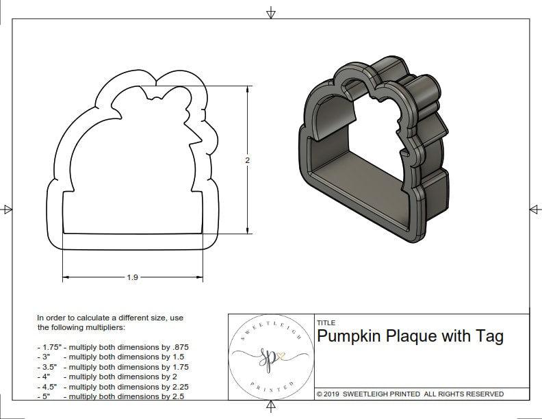 Pumpkin Plaque with Tag Cookie Cutter - Sweetleigh 