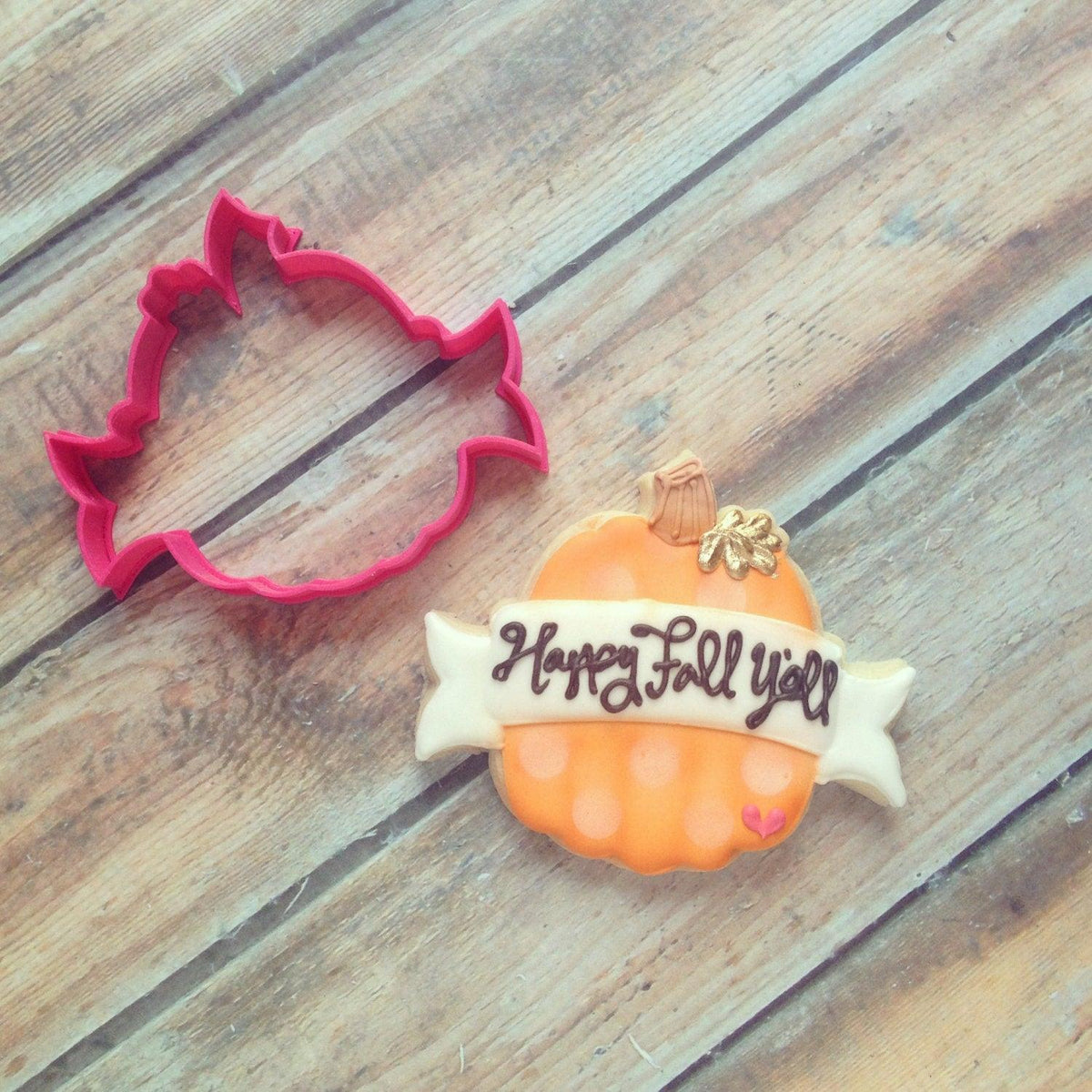 Pumpkin with Banner Cookie Cutter - Sweetleigh 