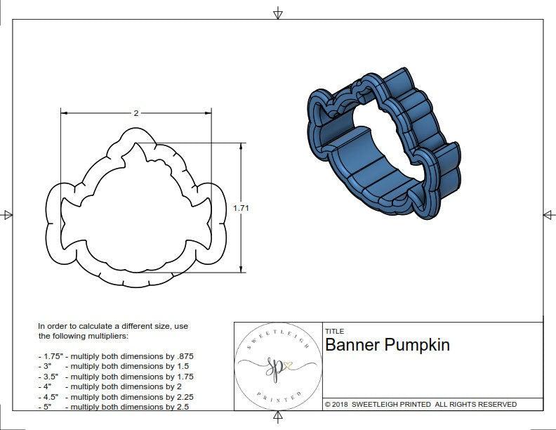 Pumpkin with Banner Cookie Cutter - Sweetleigh 