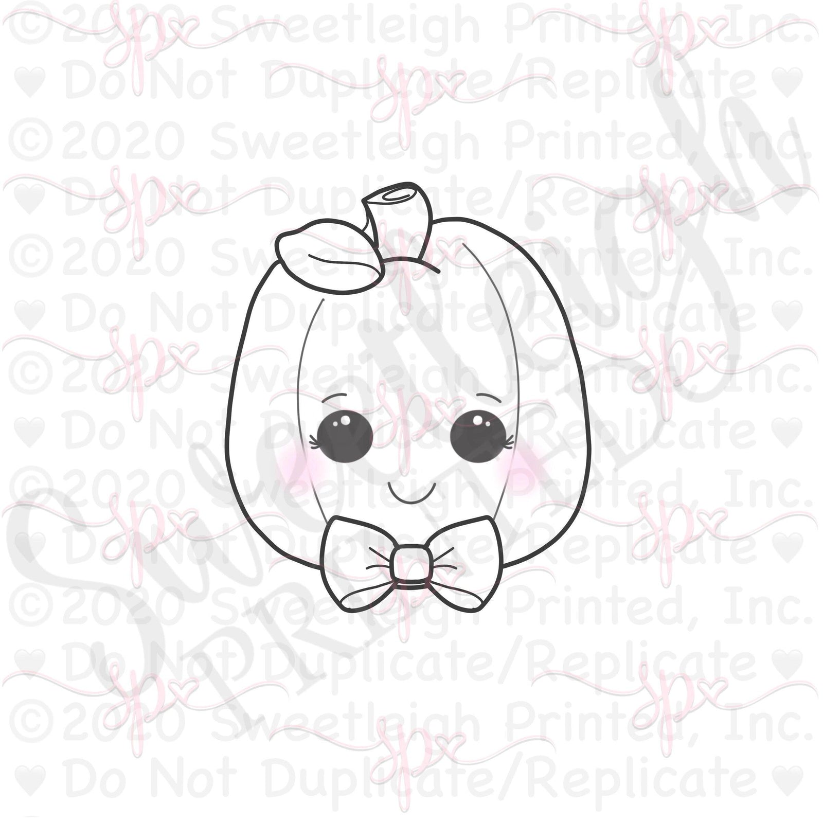 Pumpkin with Leaf and Bowtie Cookie Cutter - Sweetleigh 