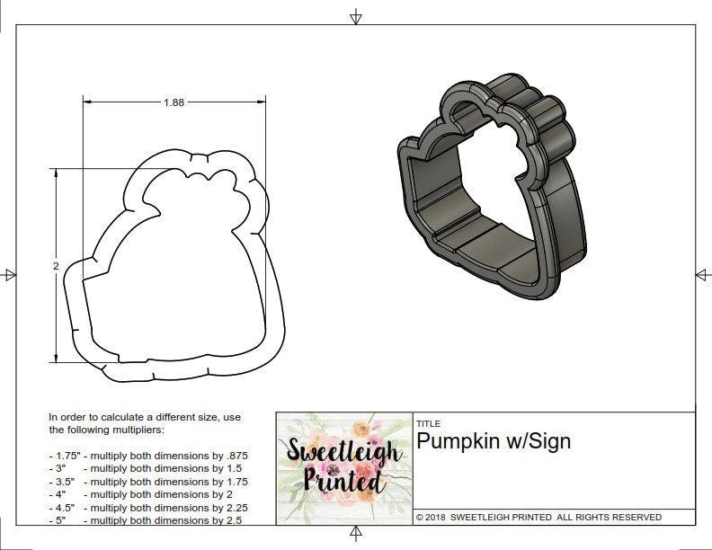 Pumpkin with Sign Cookie Cutter - Sweetleigh 