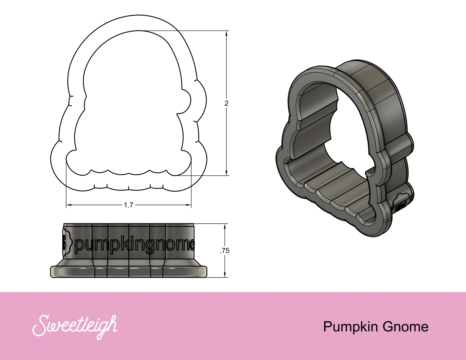 Pumpkin Gnome Cookie Cutter - Sweetleigh 