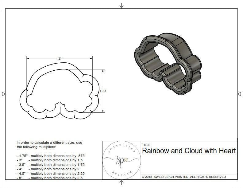 Rainbow and Cloud with Heart Cookie Cutter - Sweetleigh 