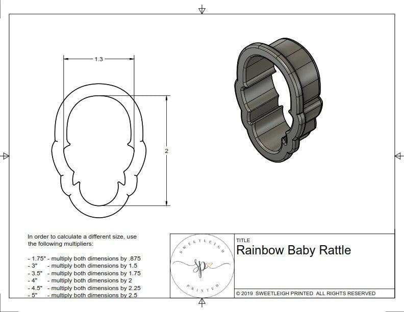 Rainbow Baby Rattle Cookie Cutter - Sweetleigh 