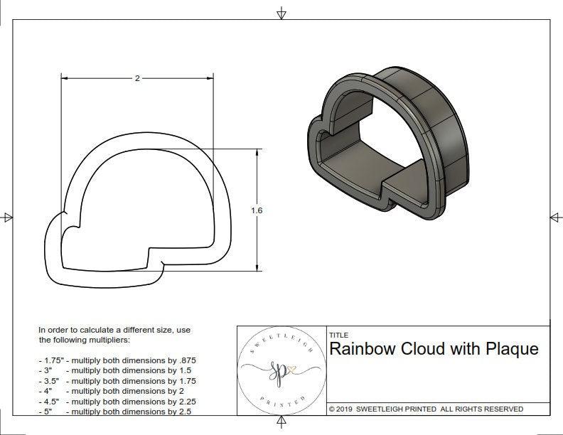 Rainbow Cloud Plaque Cookie Cutter - Sweetleigh 