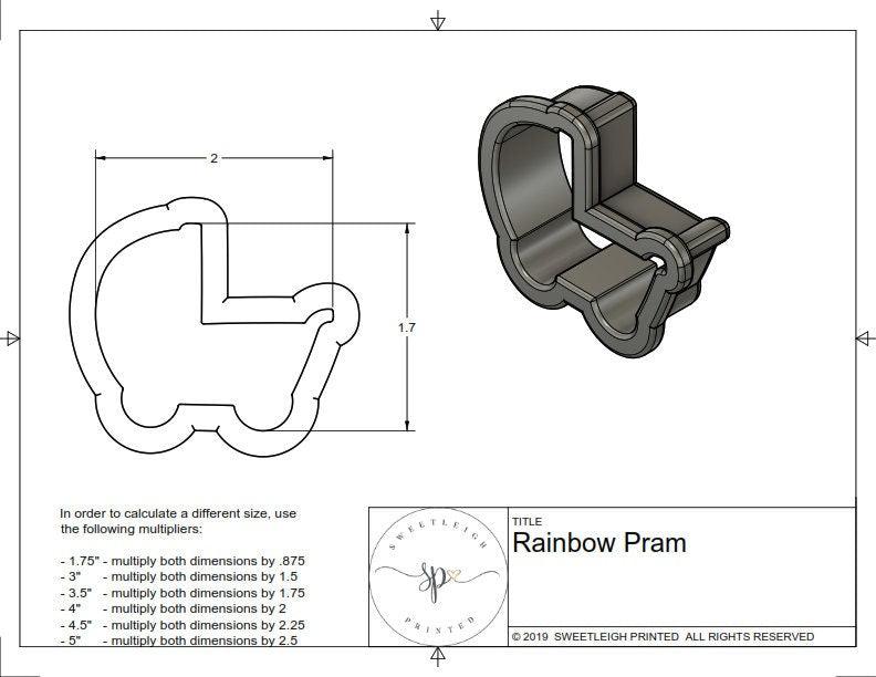 Rainbow Pram Cookie Cutter - Sweetleigh 
