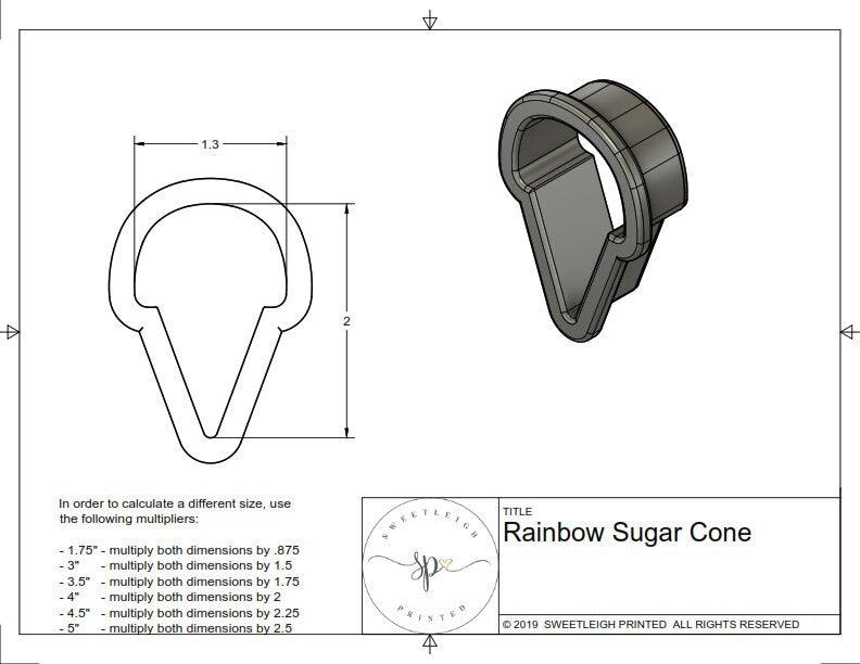 Rainbow Sugar Cone Cookie Cutter - Sweetleigh 