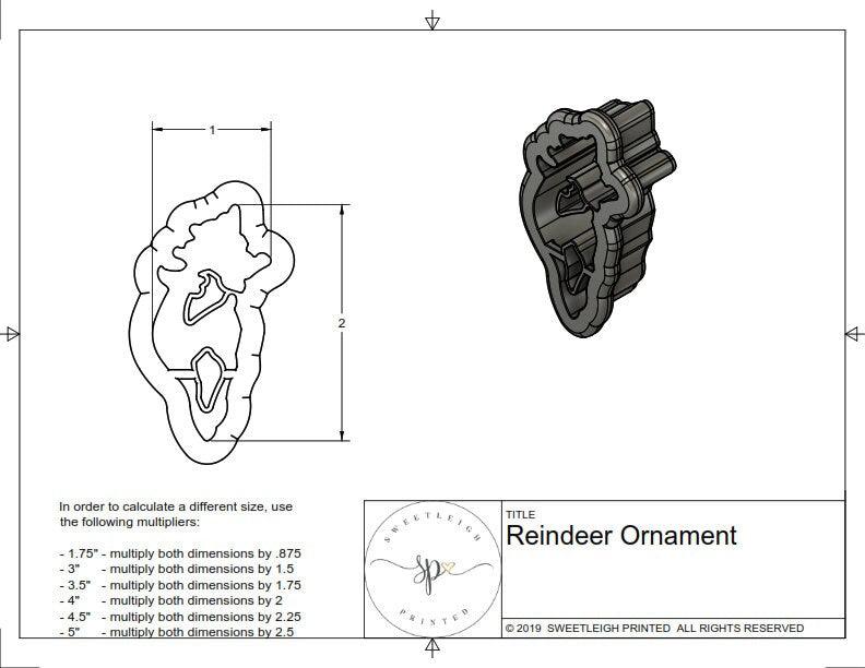 Reindeer Ornament Cookie Cutter - Sweetleigh 