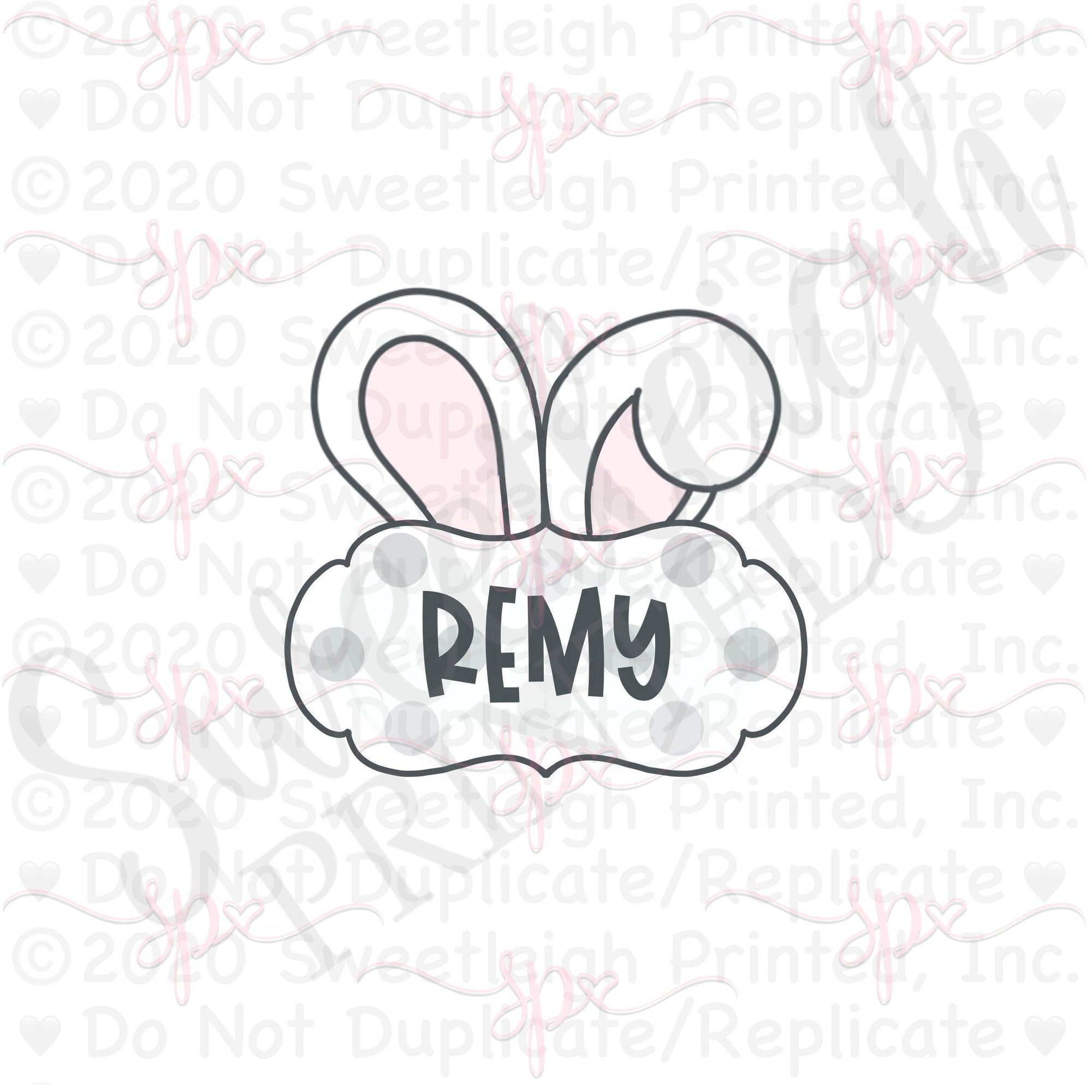 Remy Bunny Ears Plaque Cookie Cutter - Sweetleigh 
