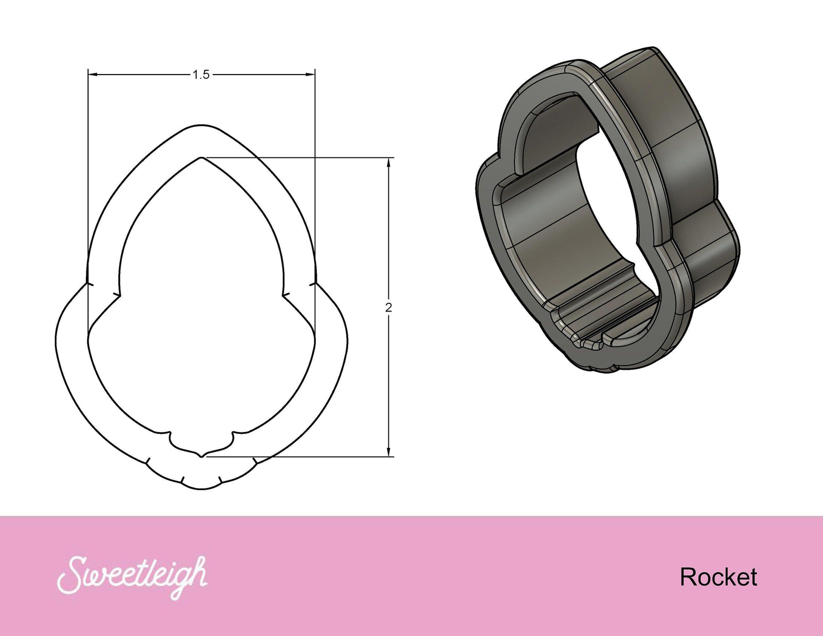 Rocket Cookie Cutter - Sweetleigh 