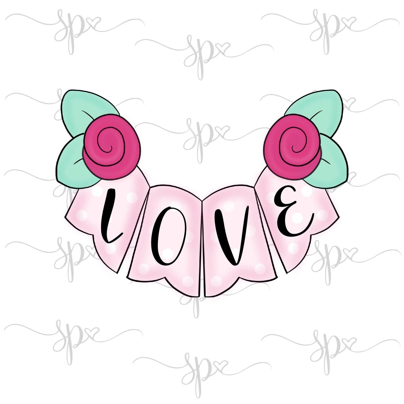 Rose Bunting 4 Flag Cookie Cutter - Sweetleigh 