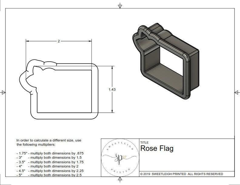 Rose Flag Cookie Cutter - Sweetleigh 