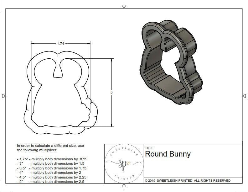 Round Bunny Cookie Cutter - Sweetleigh 