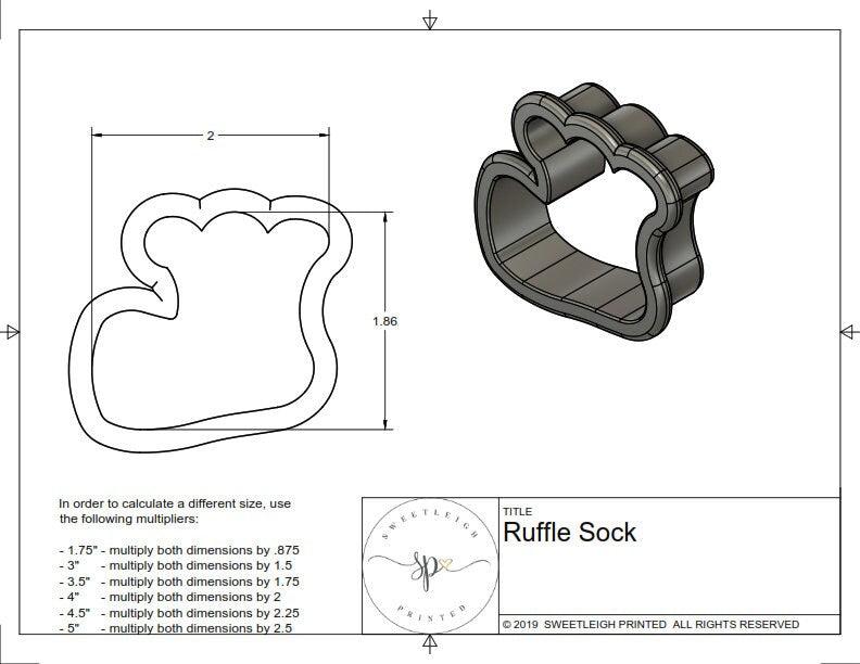 Ruffle Sock Cookie Cutter - Sweetleigh 