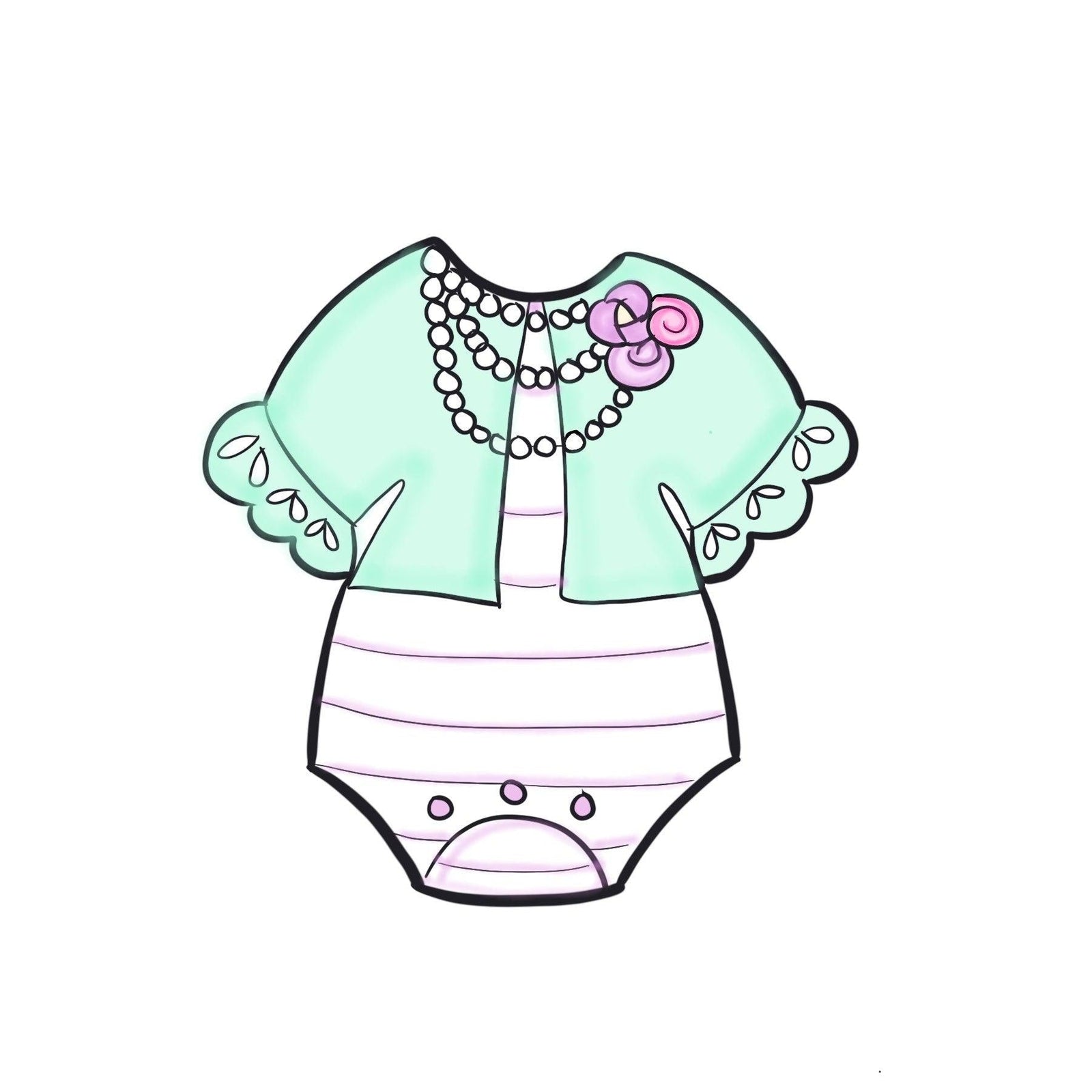 Ruffled Cardigan Onesie Cookie Cutter - Sweetleigh 