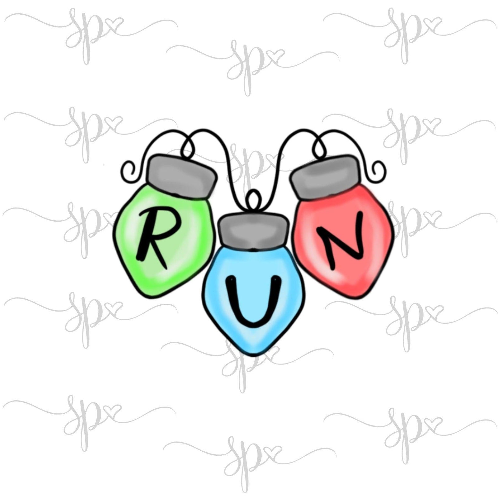 RUN Christmas Lights Cookie Cutter - Sweetleigh 