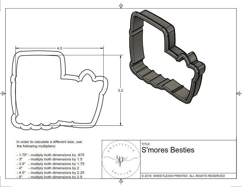 S'mores Besties Cookie Cutter - Sweetleigh 