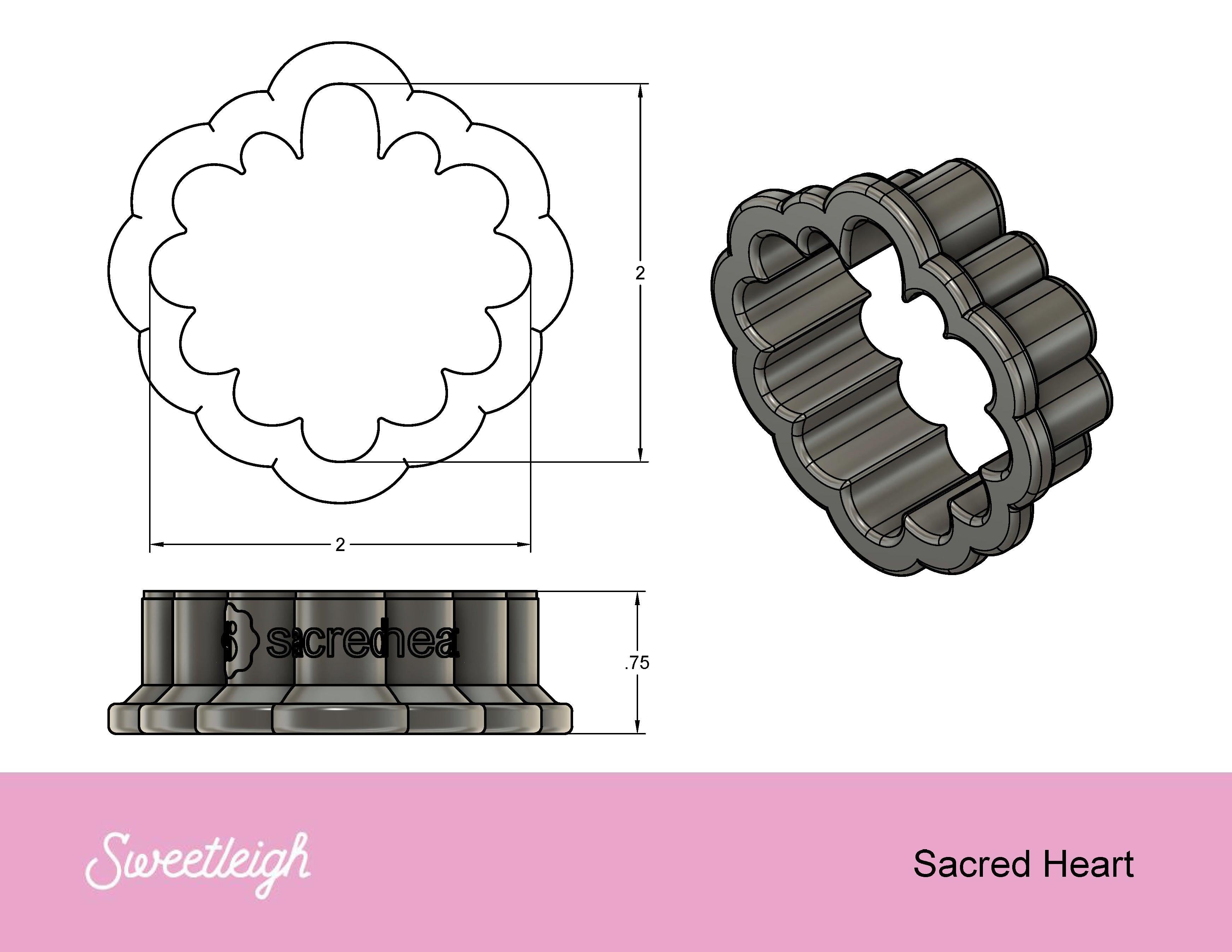 Sacred Heart Polymer Clay Cutter Set