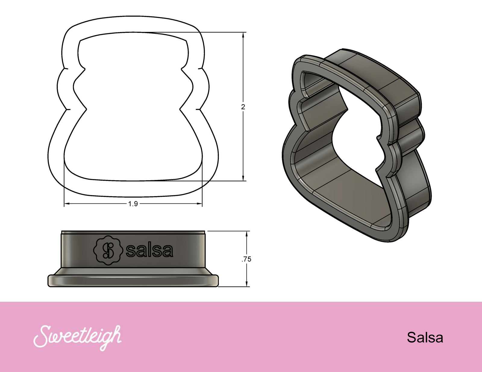 Salsa Cookie Cutter - Sweetleigh 