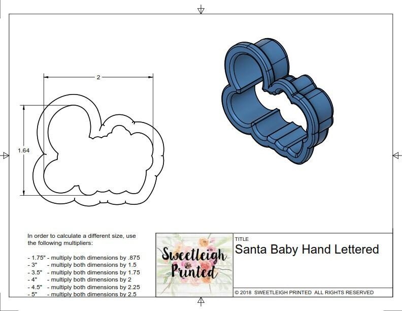 Santa Baby Hand Lettered Cookie Cutter - Sweetleigh 