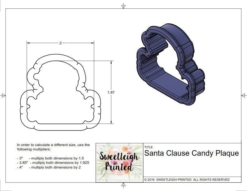 Santa Claus Candy Plaque™ Cookie Cutter - Sweetleigh 