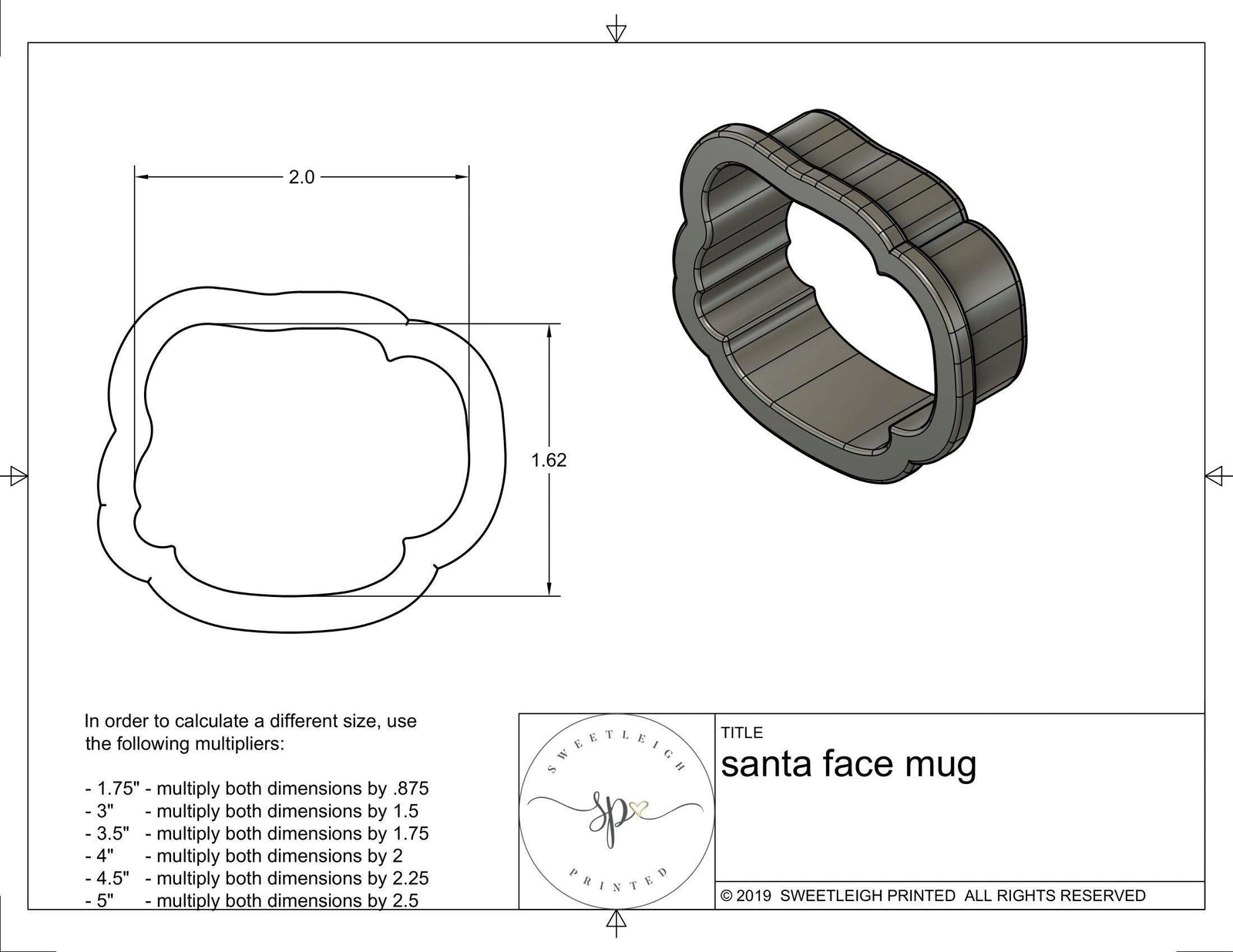 Santa Face Mug Cookie Cutter - Sweetleigh 