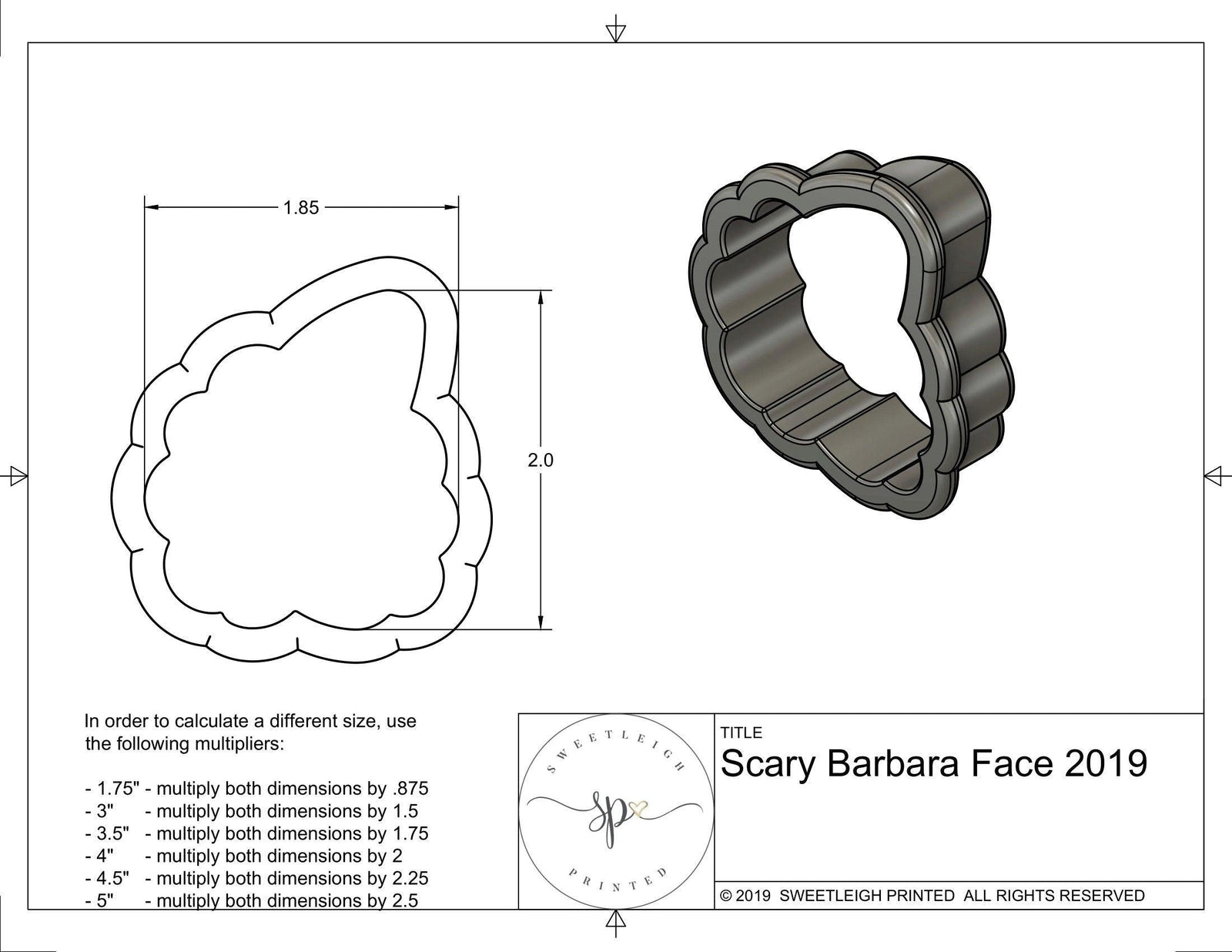 SB Face Cookie Cutter - Sweetleigh 
