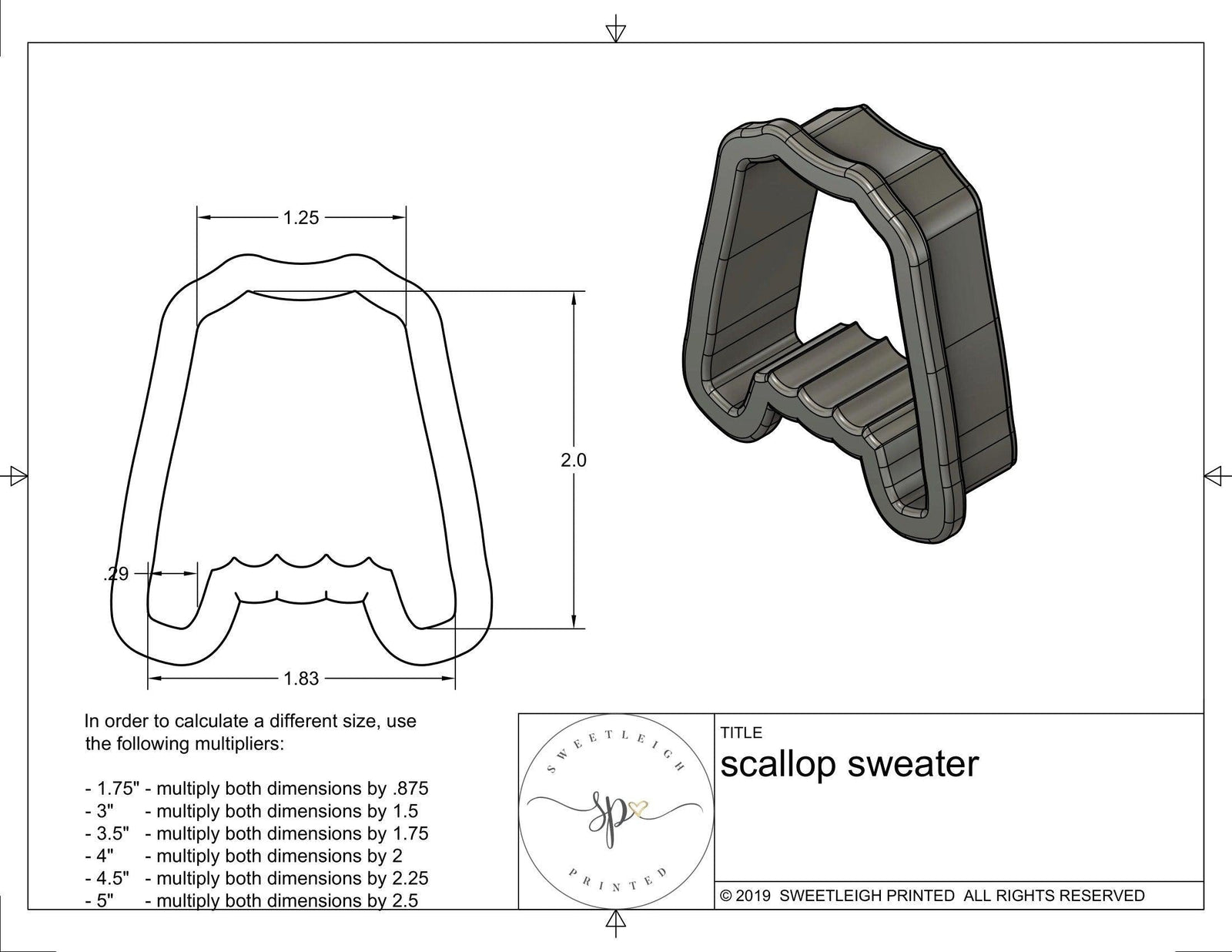 Scallop Sweater Cookie Cutter - Sweetleigh 