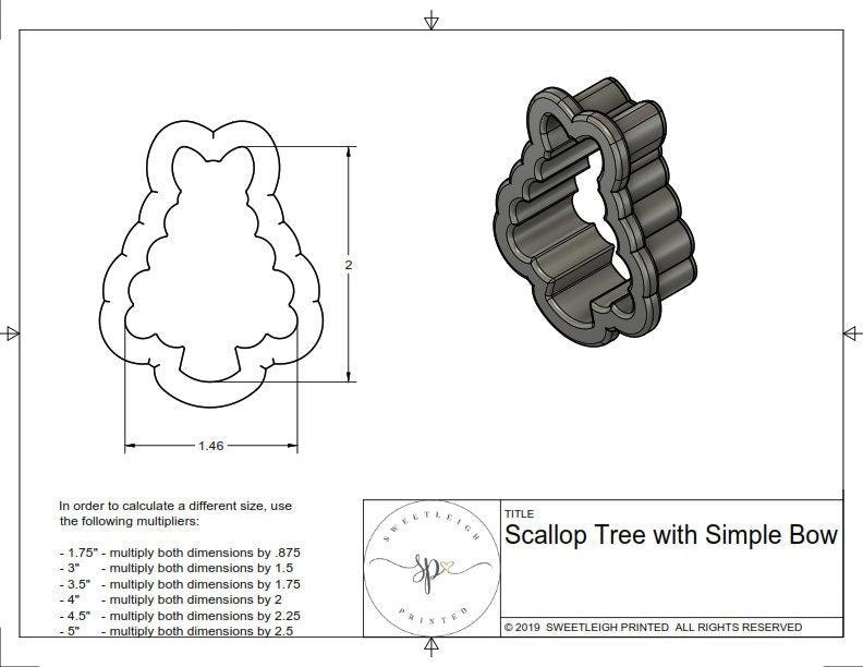 Scallop Tree With Bow Cookie Cutter - Sweetleigh 