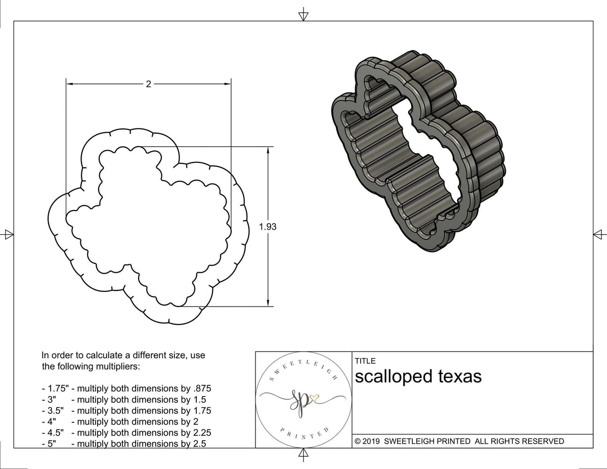 Scalloped Texas Cookie Cutter - Sweetleigh 