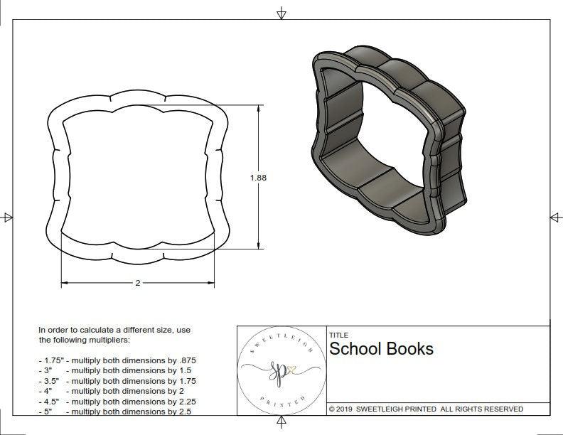 School Books Cookie Cutter by Lady Milkstache - Sweetleigh 