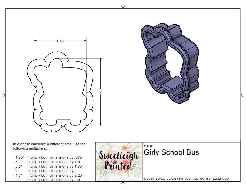 School Bus with Bow Cookie Cutter - Sweetleigh 