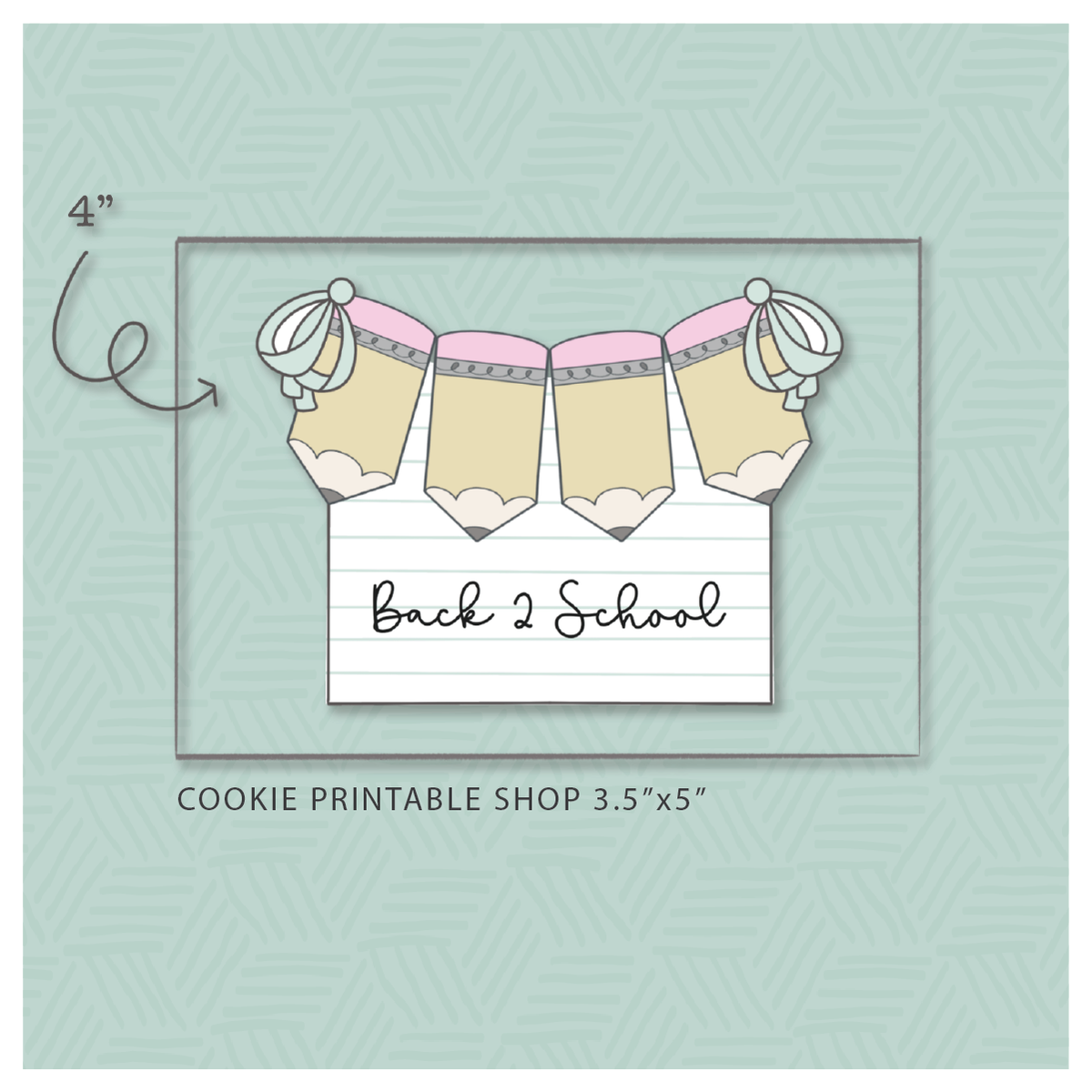 Pencil Bunting Plaque Cookie Cutter